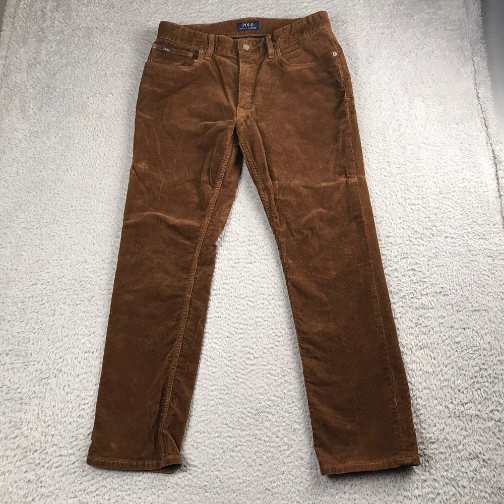 Polo Ralph Lauren Corduroy Pants Mens 33x28 Brown Straight Leg 5-Pocket Trousers